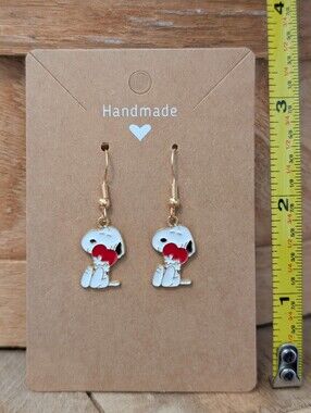 Peanuts Snoopy Enamel Metal Earrings NEW